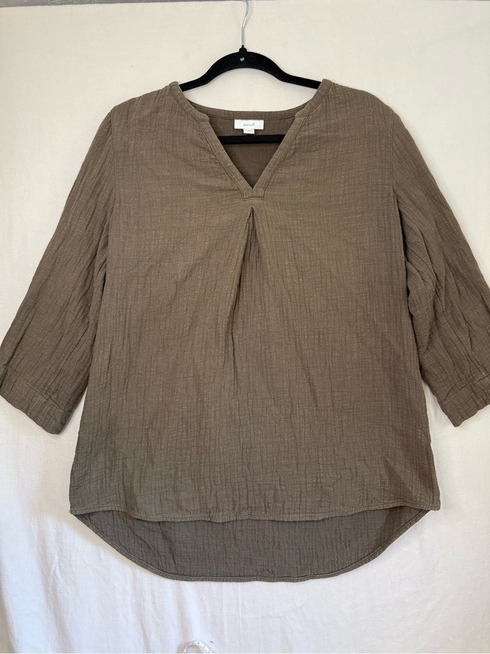 Pure Jill by J. Jill olive green V-Neck Cotton Tunic Top oversized fit Size X